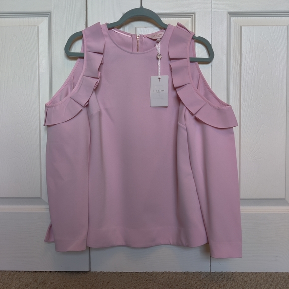 NEW Ted Baker Cold Shoulder Ruffle Top - Picture 5 of 11